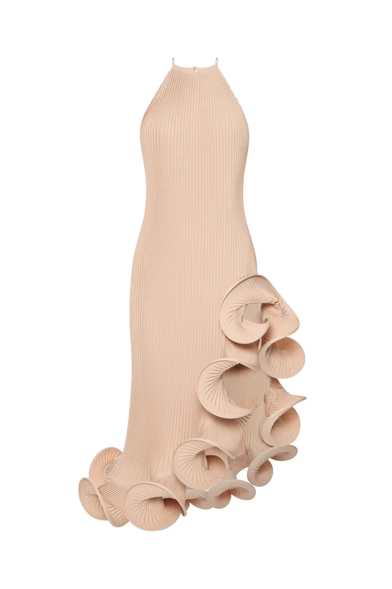 Hand-pleated wave dress