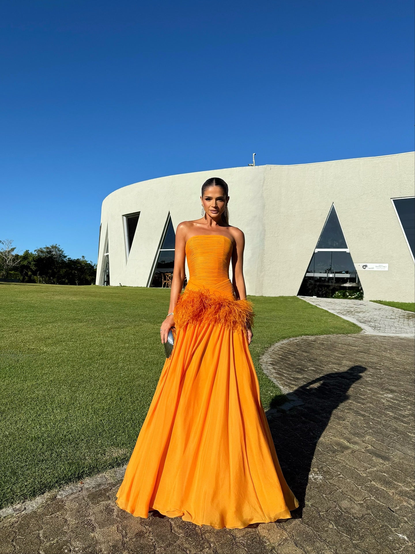 Orange tube top dress