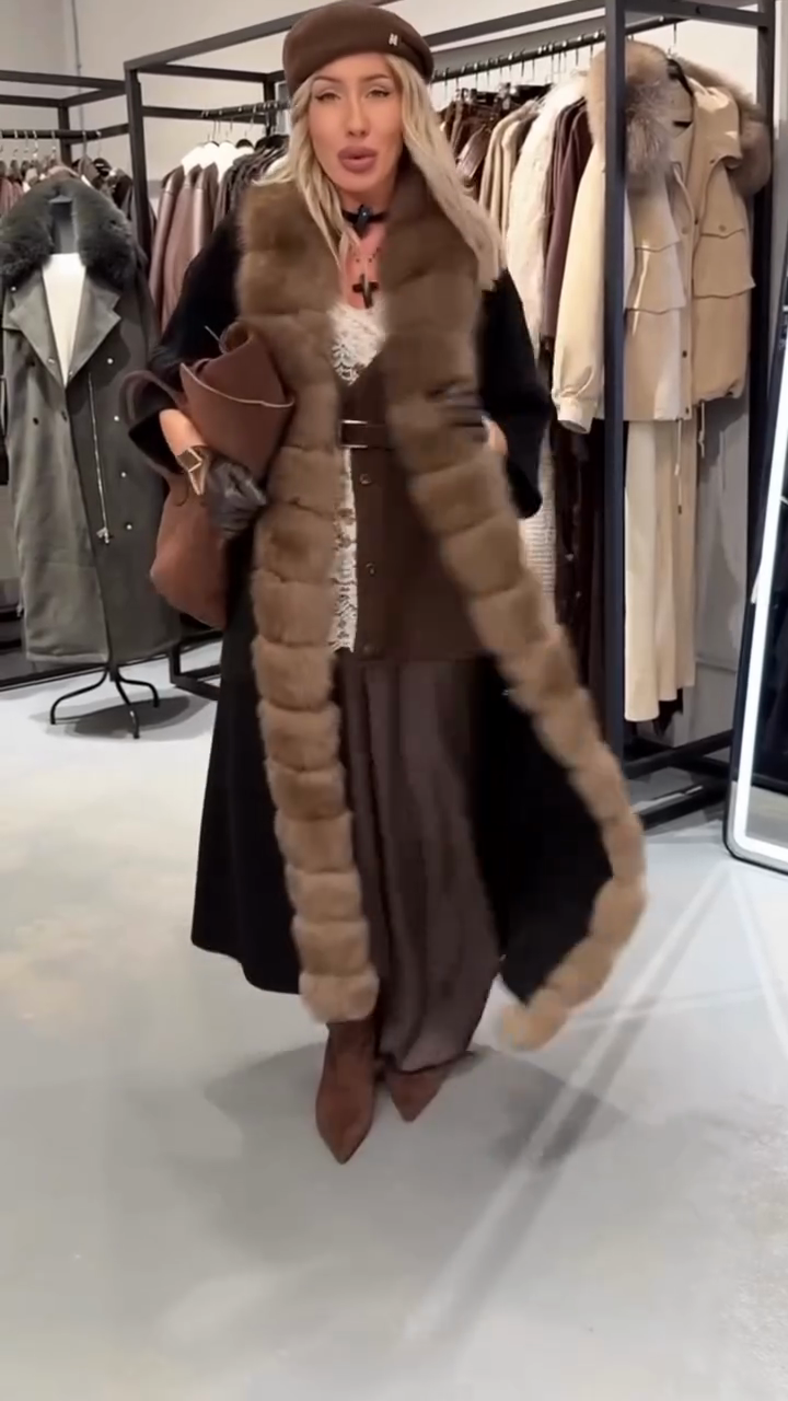 Cable-knit poncho coat