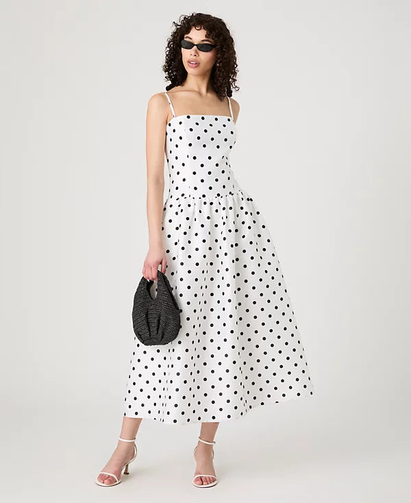 Strappy Polka Dot Midi Dress