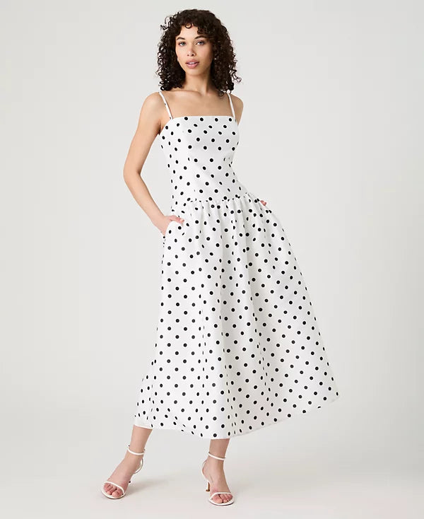 Strappy Polka Dot Midi Dress
