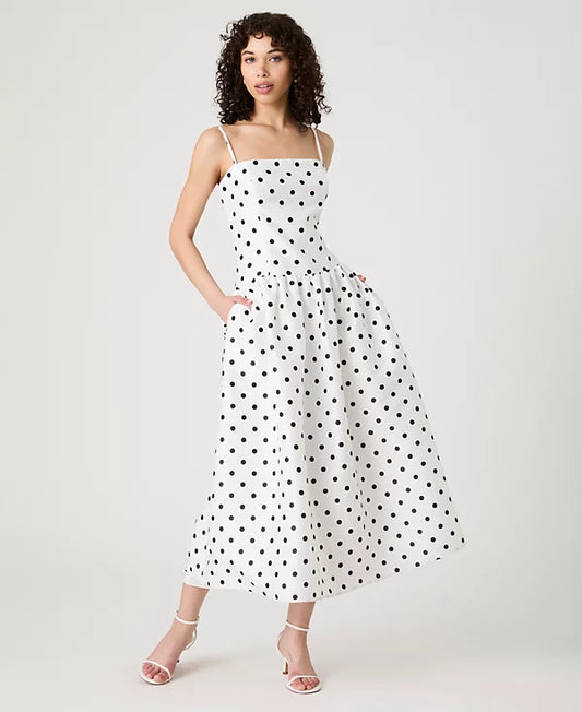 Strappy Polka Dot Midi Dress