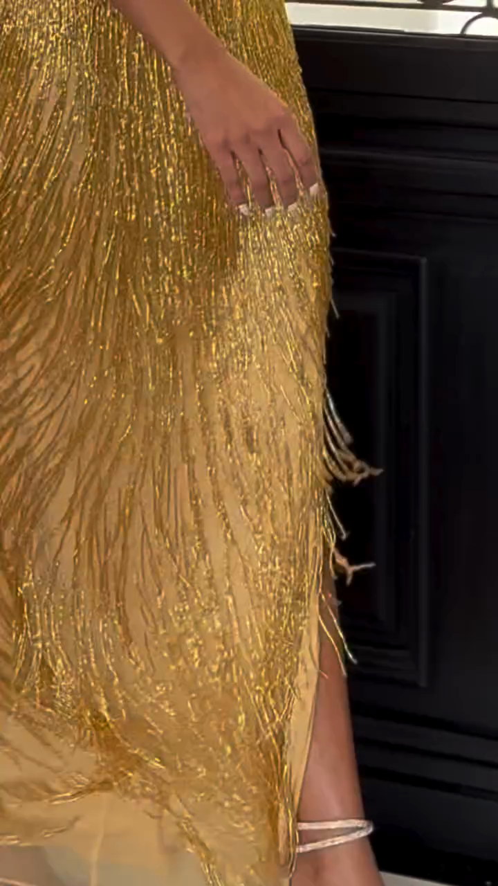 Halter Beaded Prom Dress