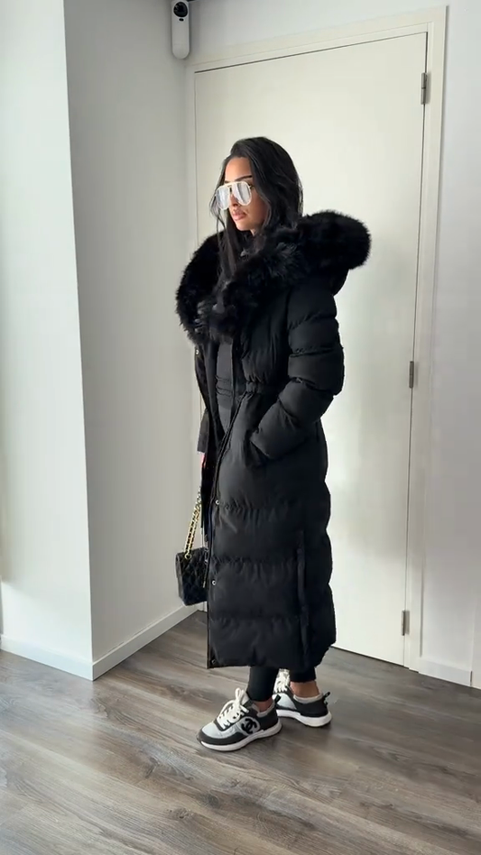 Black belted down jacket