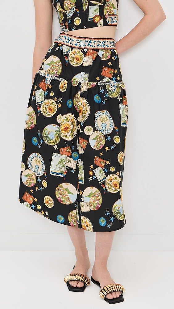 Trip Souvenir Black Mixed Buttons Midi Dress Set