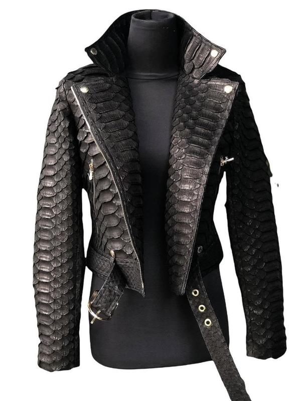 Dark Grey Crocodile Embossed Leather Jacket