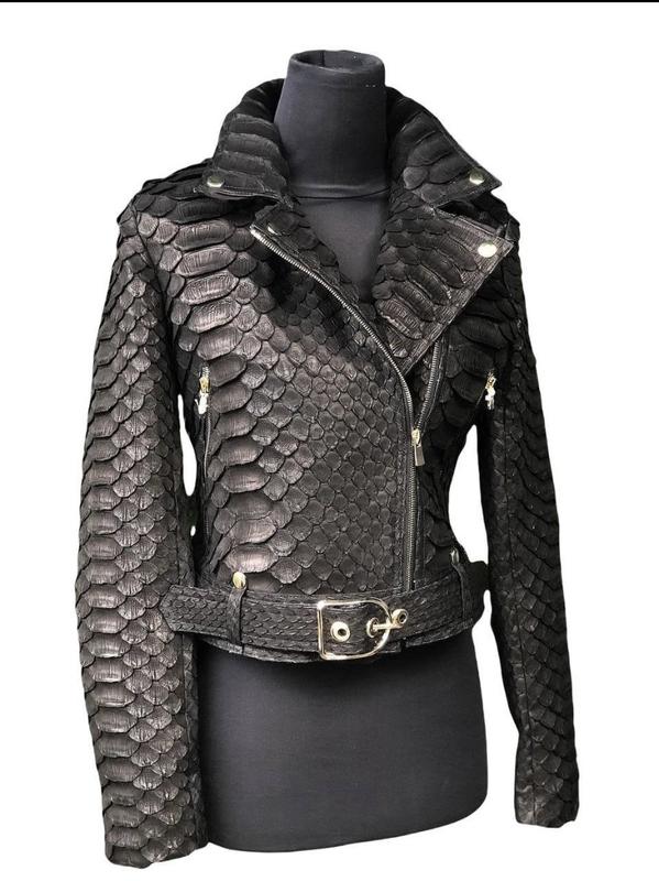 Dark Grey Crocodile Embossed Leather Jacket