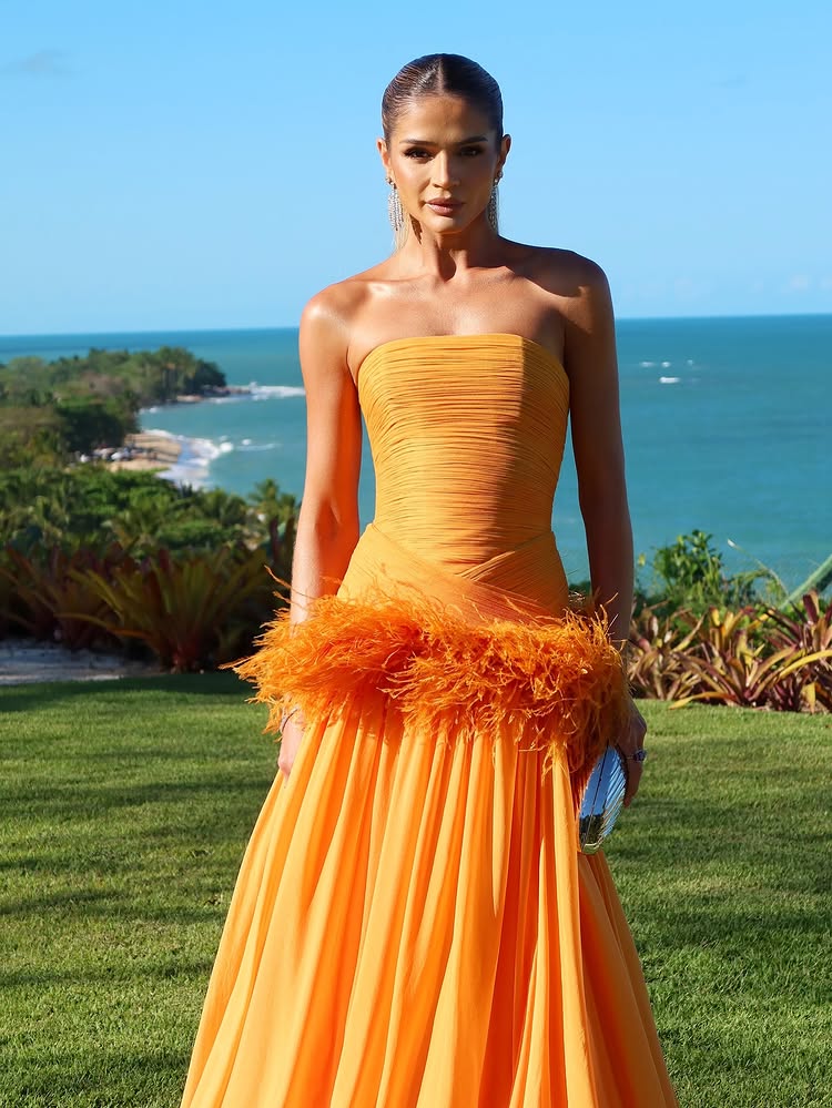 Orange tube top dress