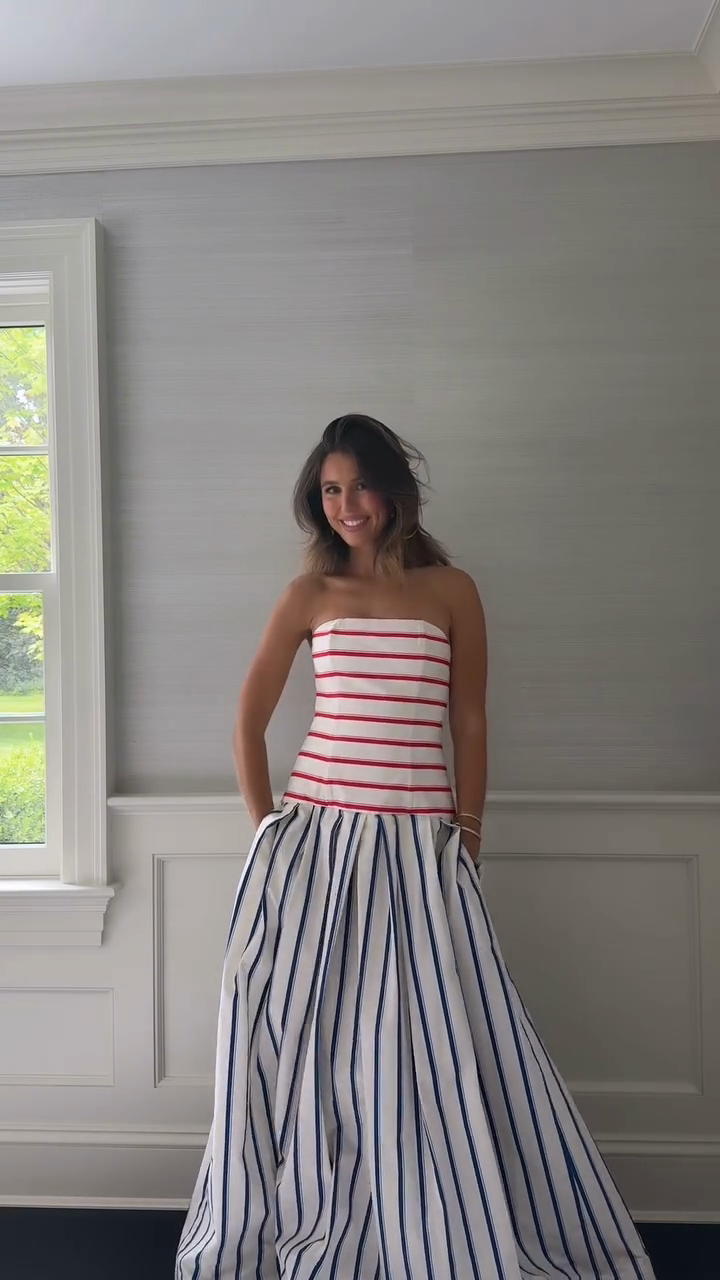 Striped Cotton Maxi Halter Dress