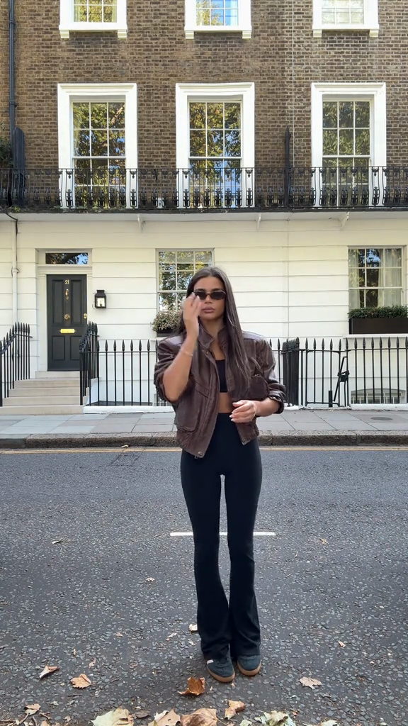 Brown leather biker jacket