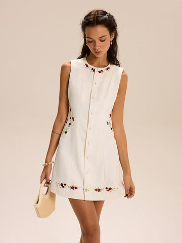 Embroidered Floral Mini Dress