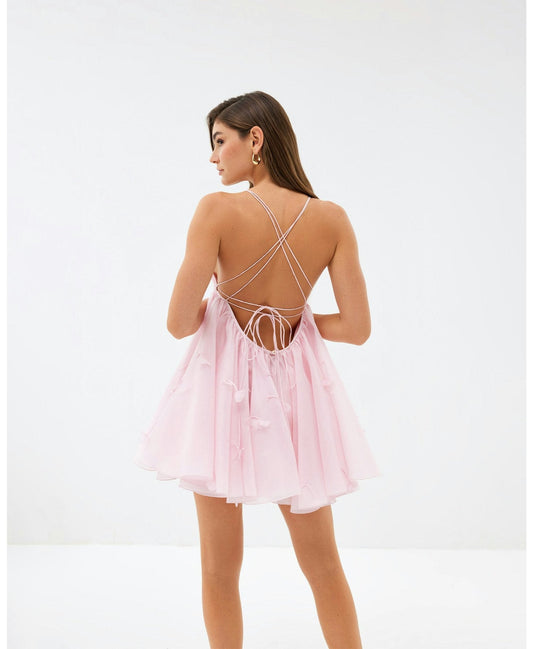 Holiday V-neck Hand-appliqued Dress