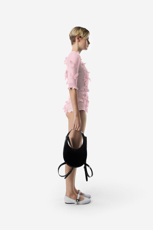 Pink Applique Knit Butterfly Cardigan Set