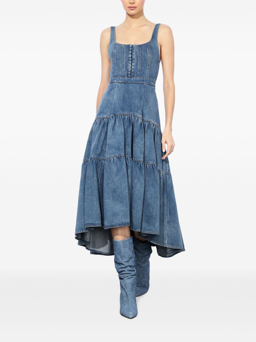 Denim Tiered Maxi Dress