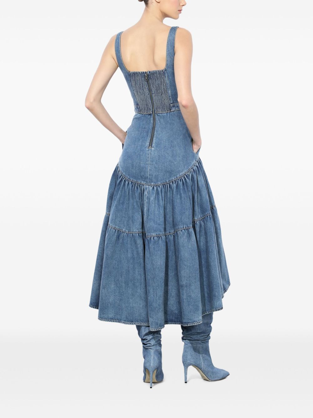 Denim Tiered Maxi Dress