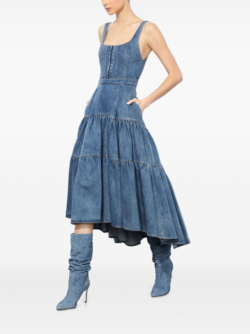 Denim Tiered Maxi Dress