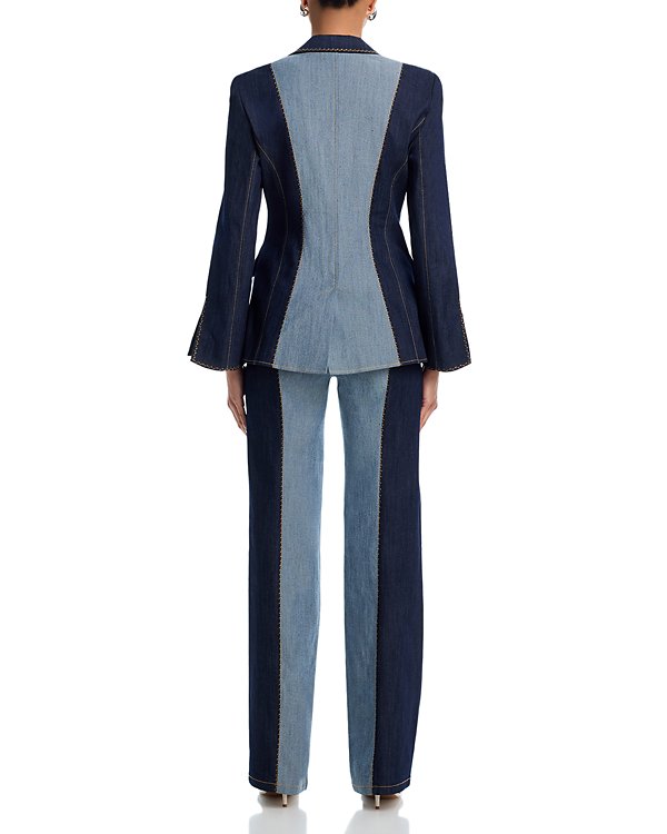 Chic color-block denim jacket and pants