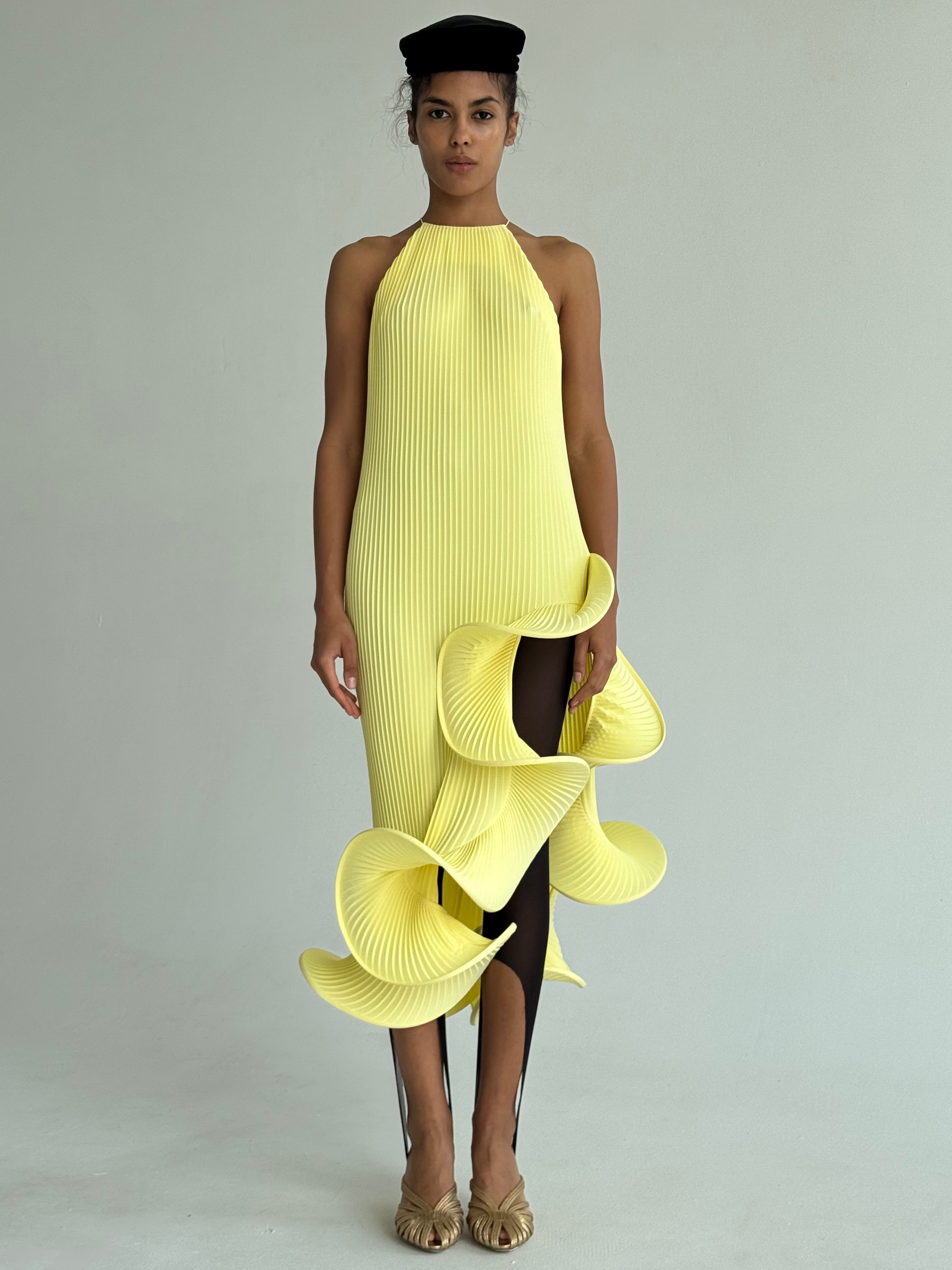 Hand-pleated wave dress