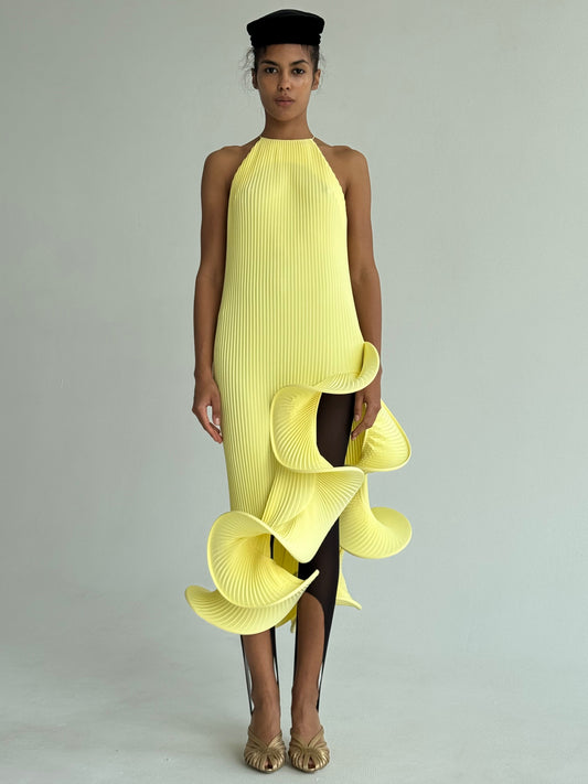 Hand-pleated wave dress