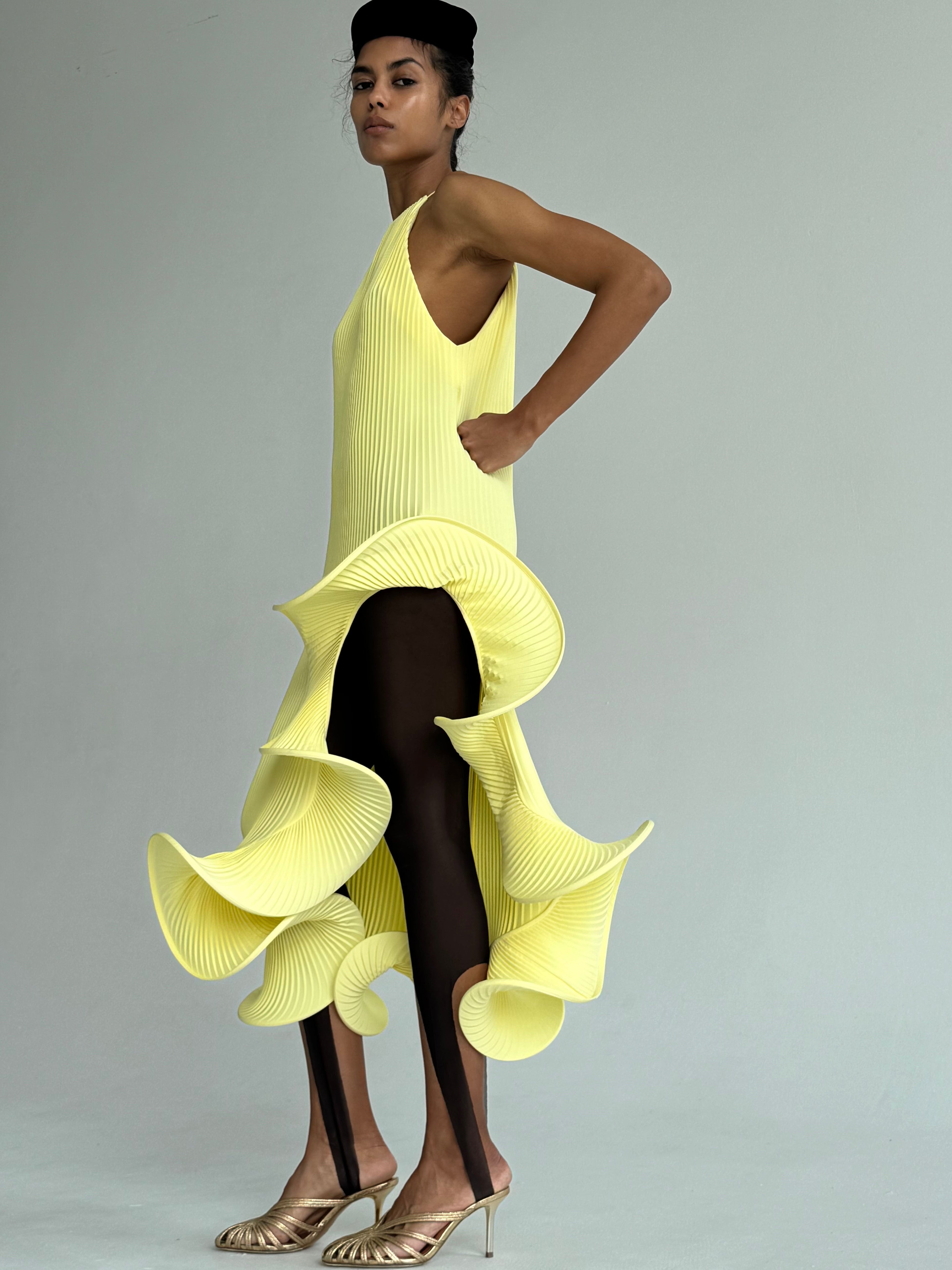 Hand-pleated wave dress