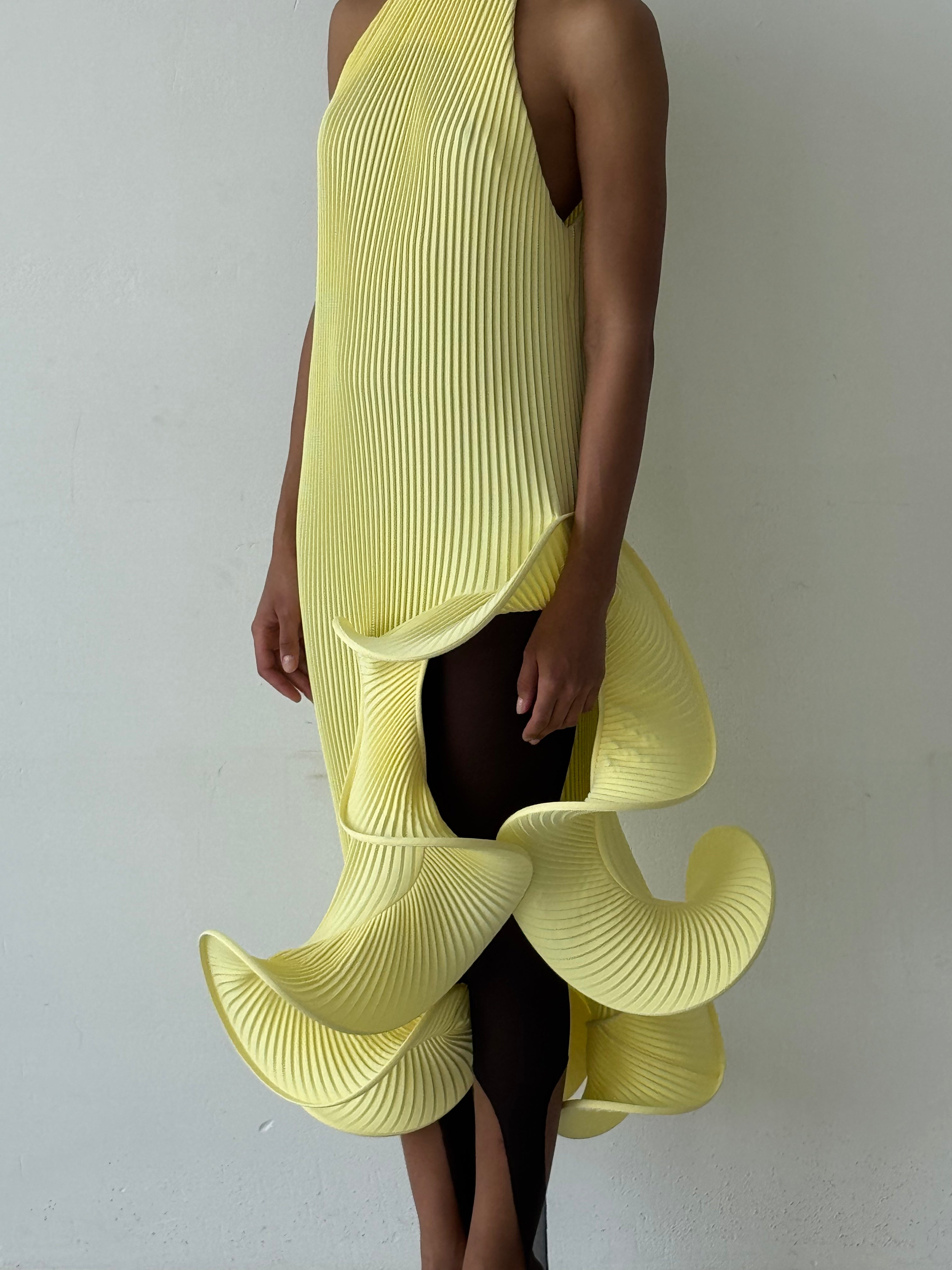 Hand-pleated wave dress