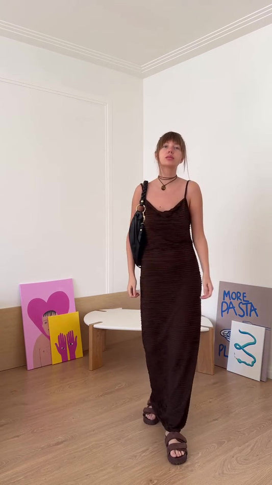 Designer pleated maxi dress