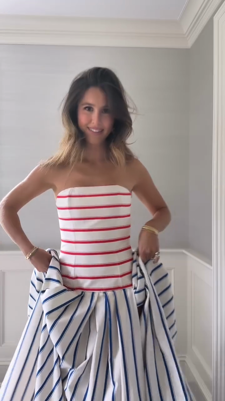 Striped Cotton Maxi Halter Dress