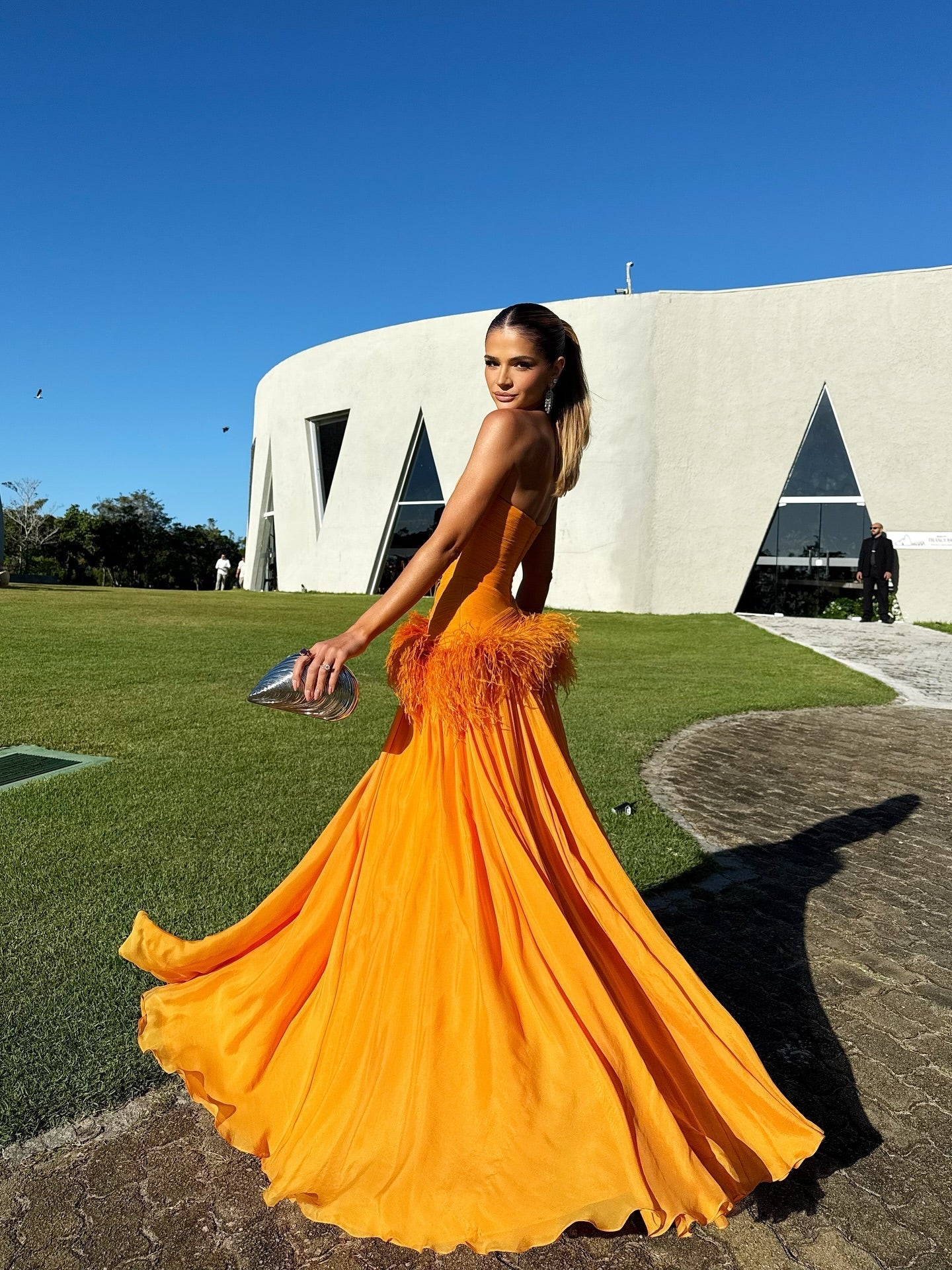 Orange tube top dress