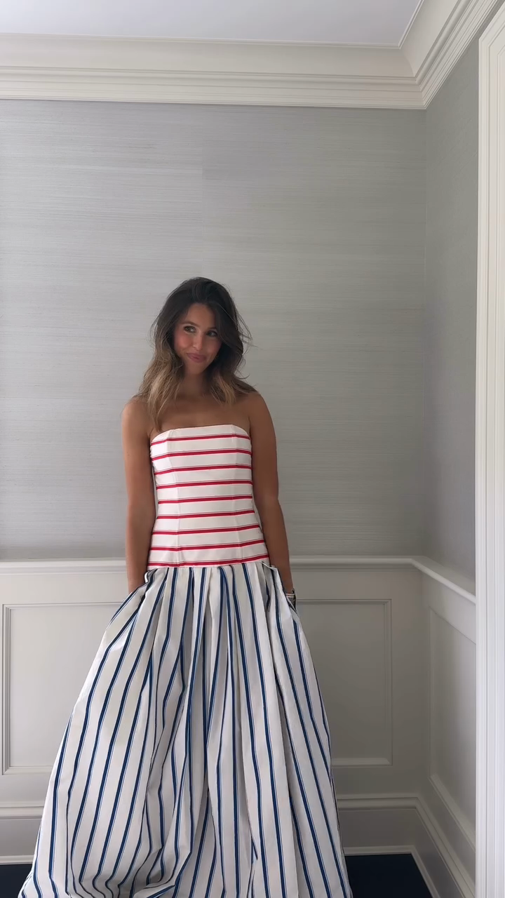 Striped Cotton Maxi Halter Dress